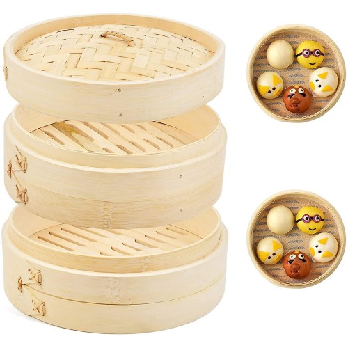 Steamer din bambus pe 2 niveluri, 14X25.5cm Steamer din bambus pe 2 niveluri, 14X25.5cm