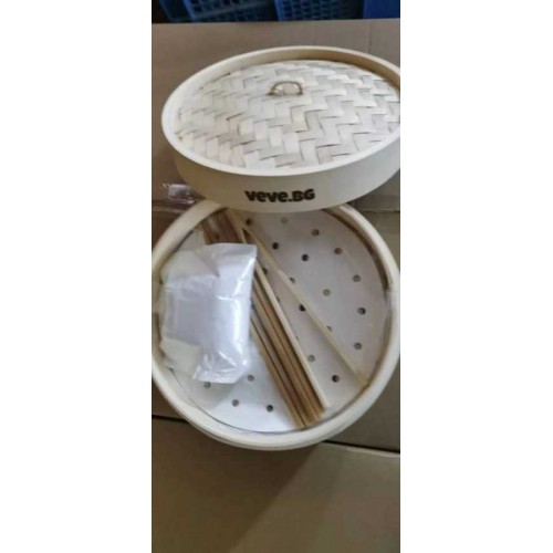 Steamer din bambus pe 2 niveluri, 14X25.5cm Steamer din bambus pe 2 niveluri, 14X25.5cm